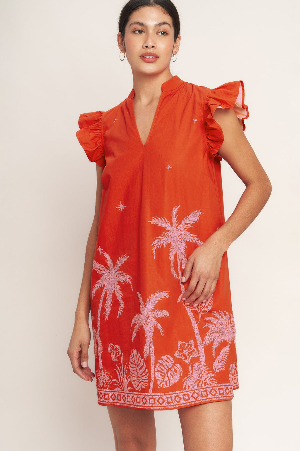 Island State of Mind Woven Mini Dress - Tomato Red