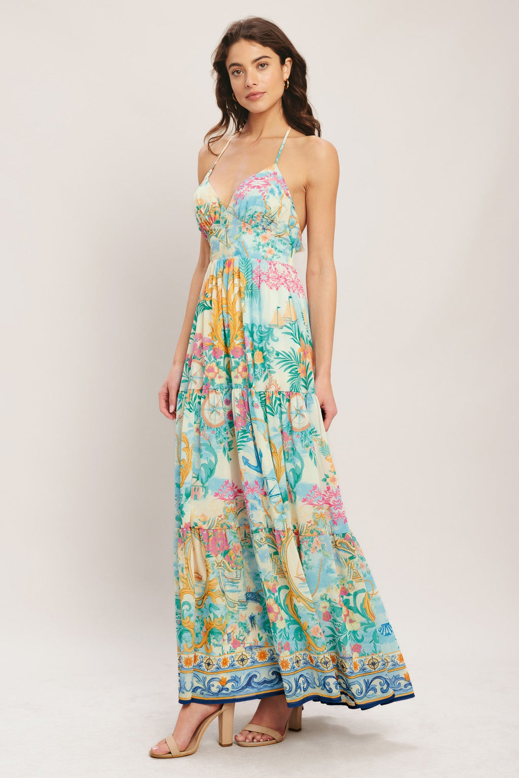 Capri Sail Away Woven Maxi Dress - Ivory Multi Floral