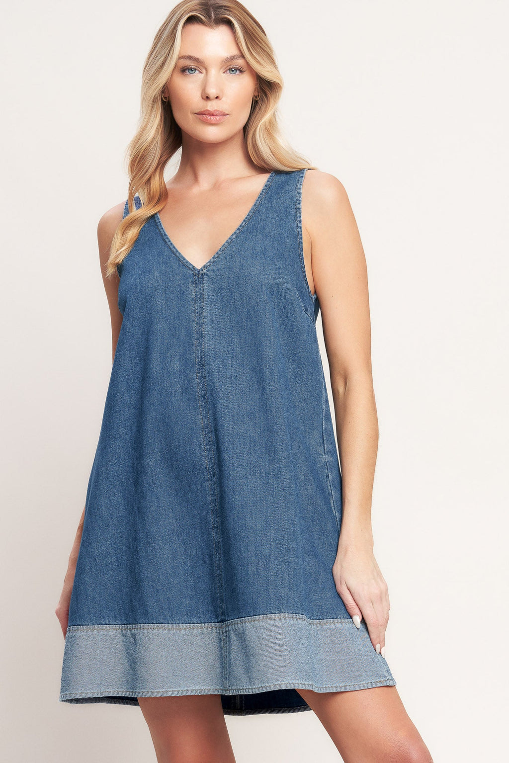 Main Street Denim Mini Dress - Medium Indigo Wash