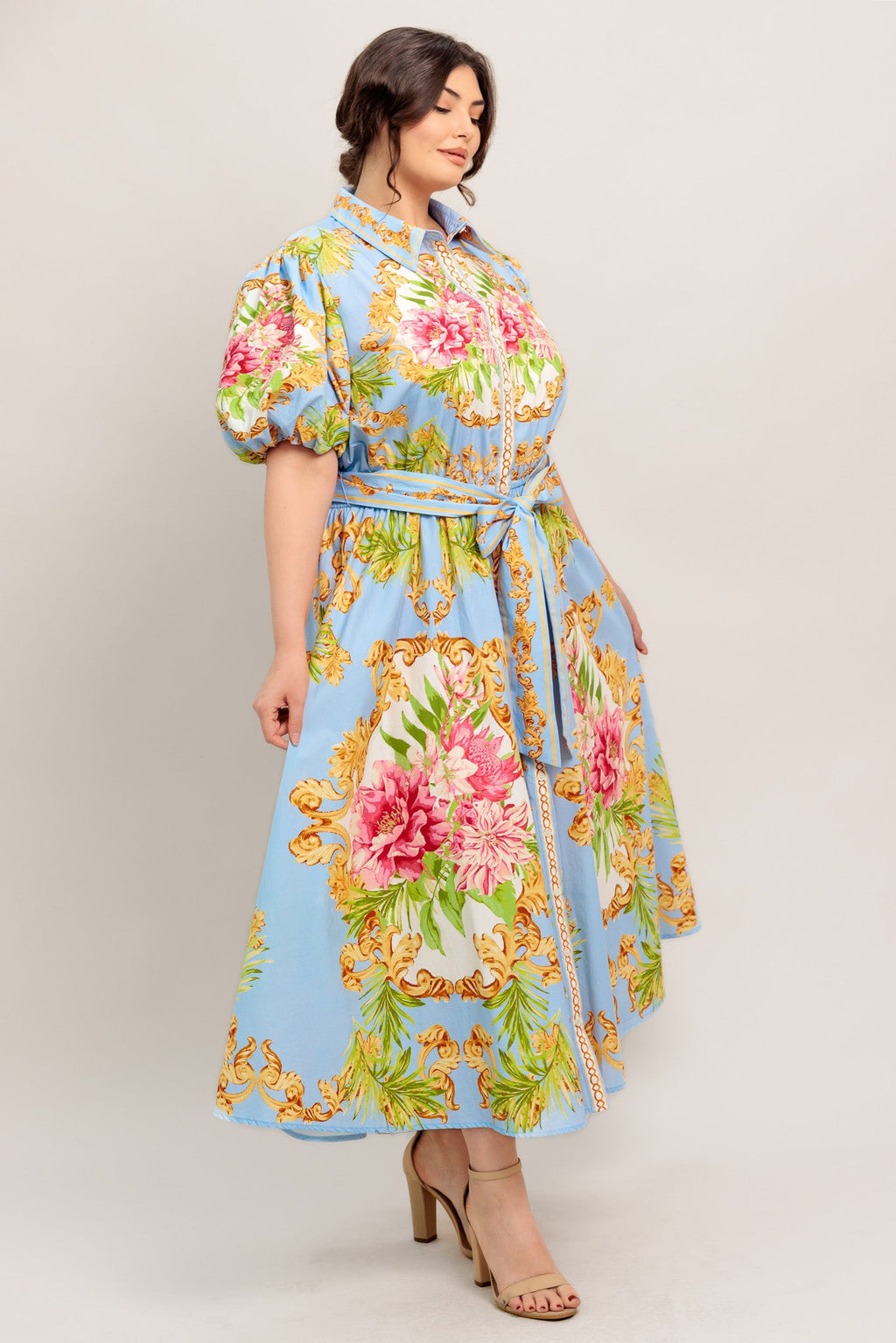 BLUE PALACE WOVEN MIDI DRESS