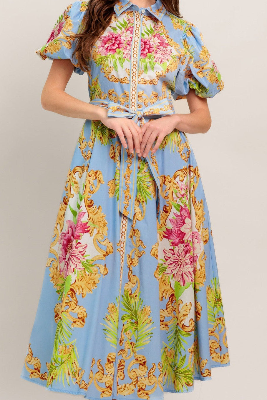 BLUE PALACE WOVEN MIDI DRESS