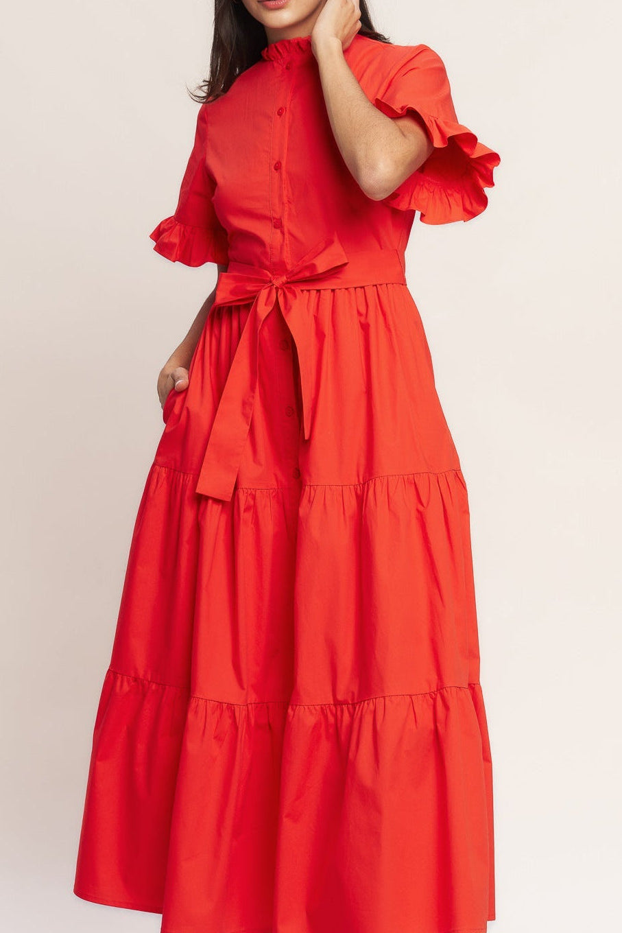 FEELS LIKE A COMPLIMENT WOVEN MIDI DRESS