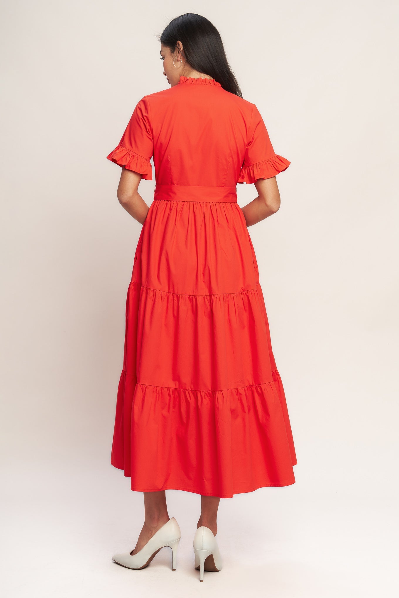 FEELS LIKE A COMPLIMENT WOVEN MIDI DRESS