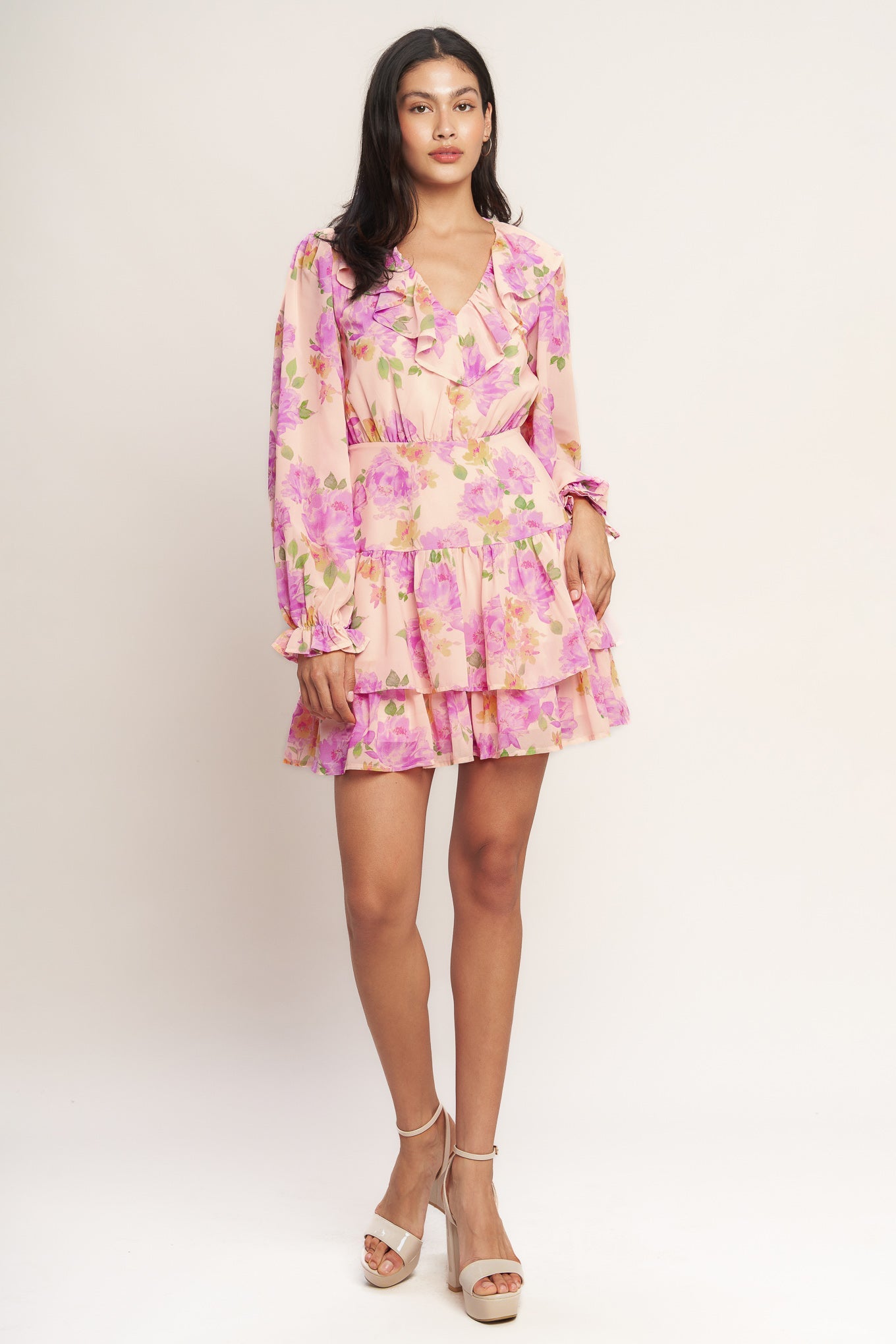 Sweet Serendipity Printed Mini Dress with Ruffle Details