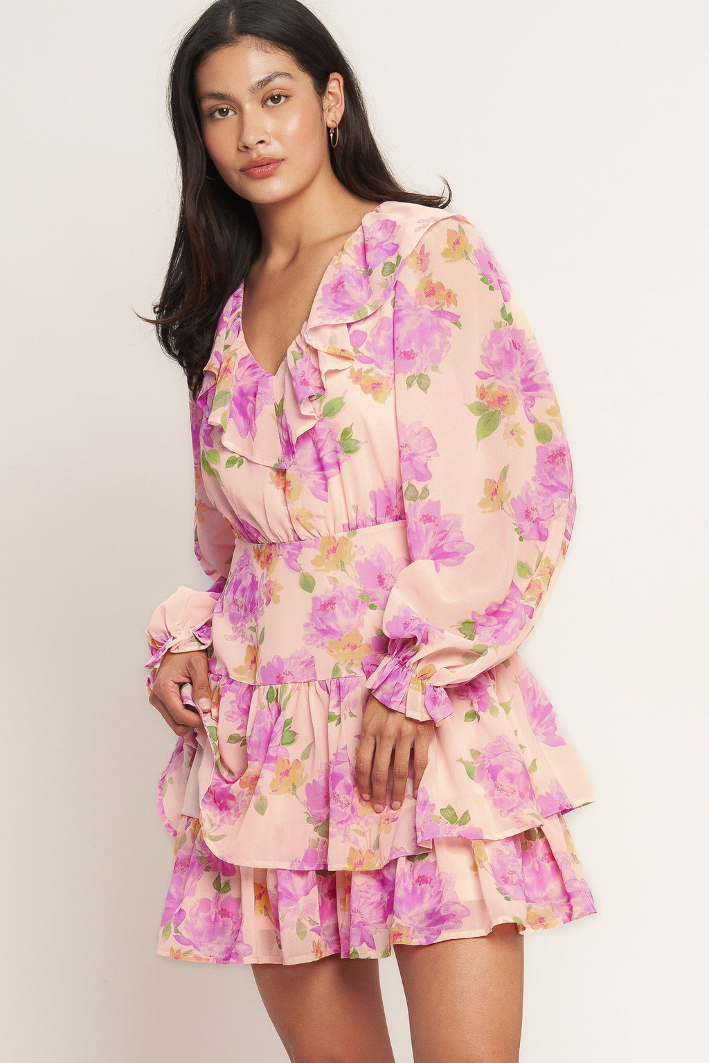 Sweet Serendipity Printed Mini Dress with Ruffle Details