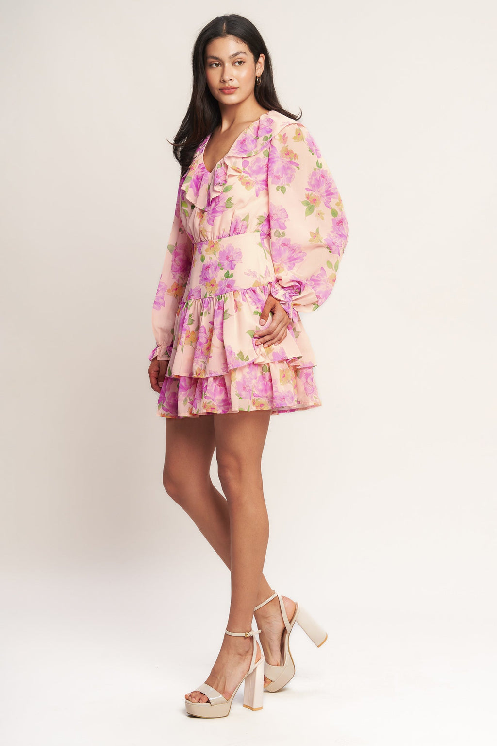 Sweet Serendipity Printed Mini Dress with Ruffle Details