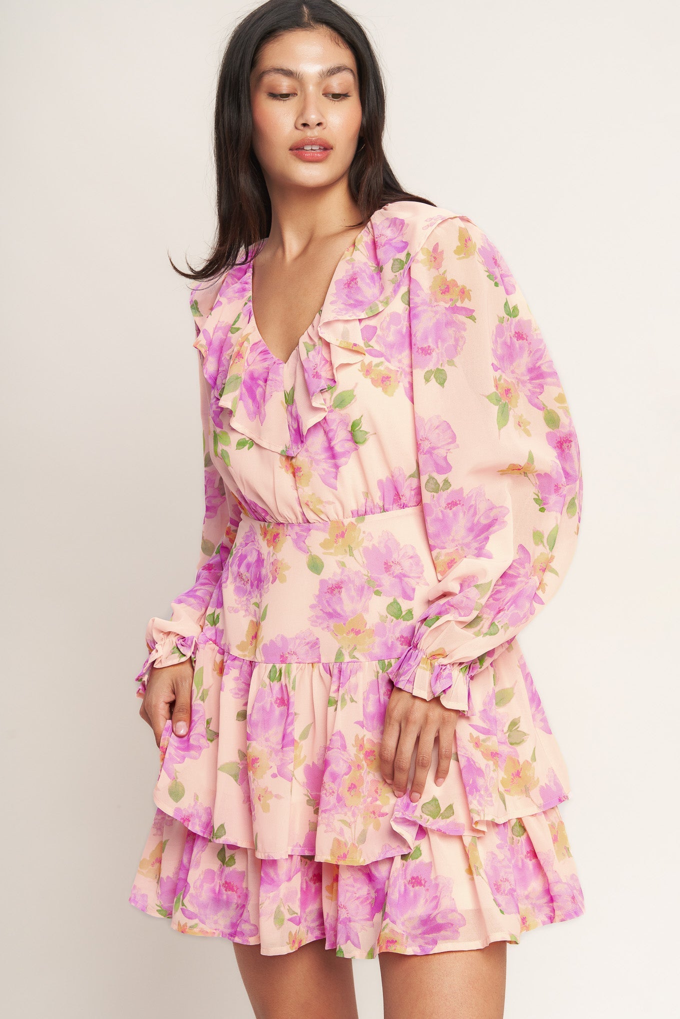 Sweet Serendipity Printed Mini Dress with Ruffle Details