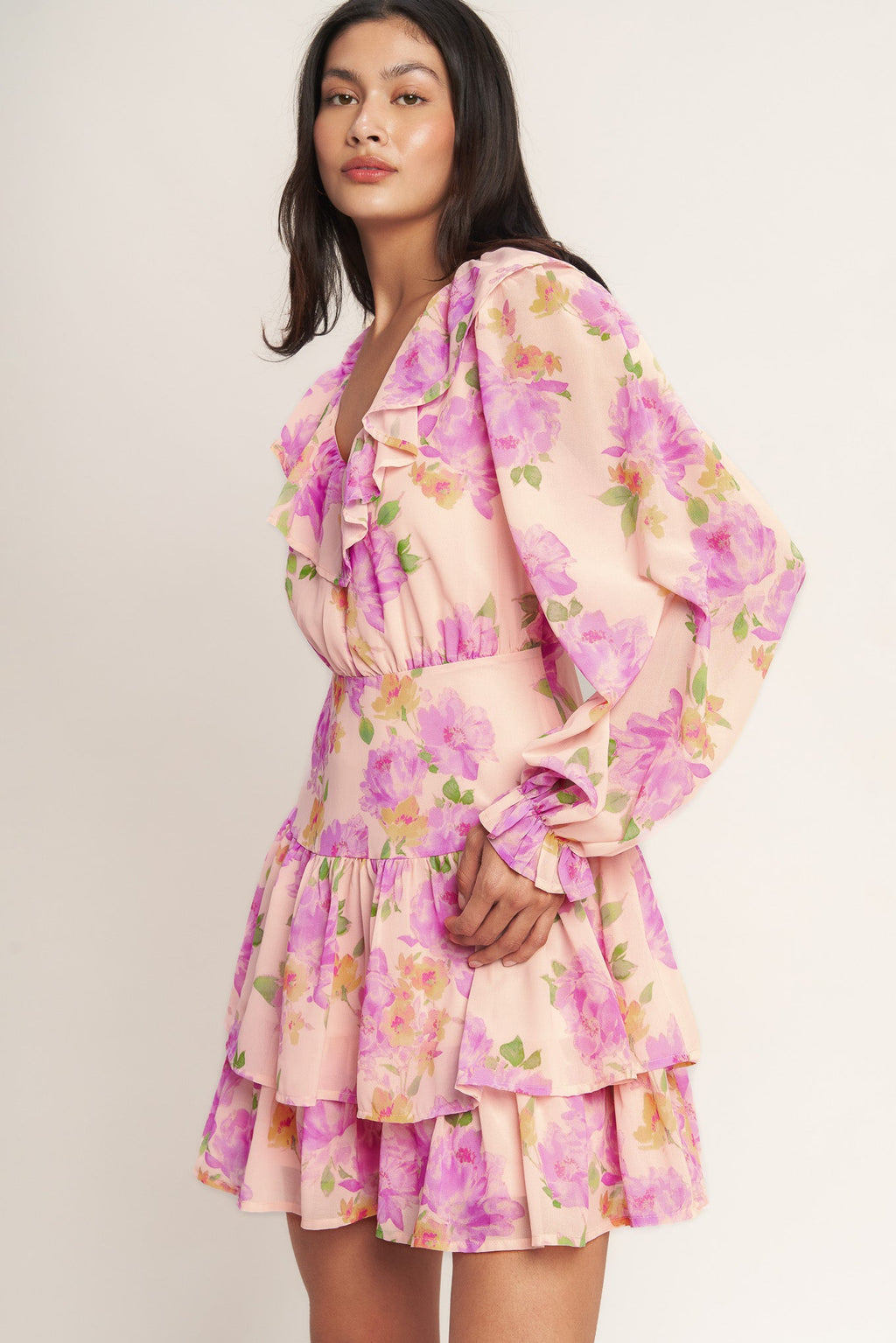Sweet Serendipity Printed Mini Dress with Ruffle Details