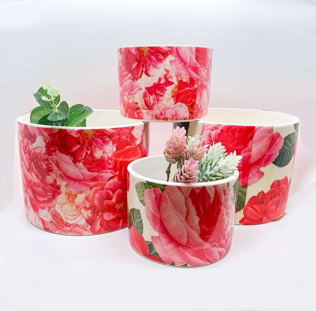 Rose Marie Floral Ceramic Cachepot Vase