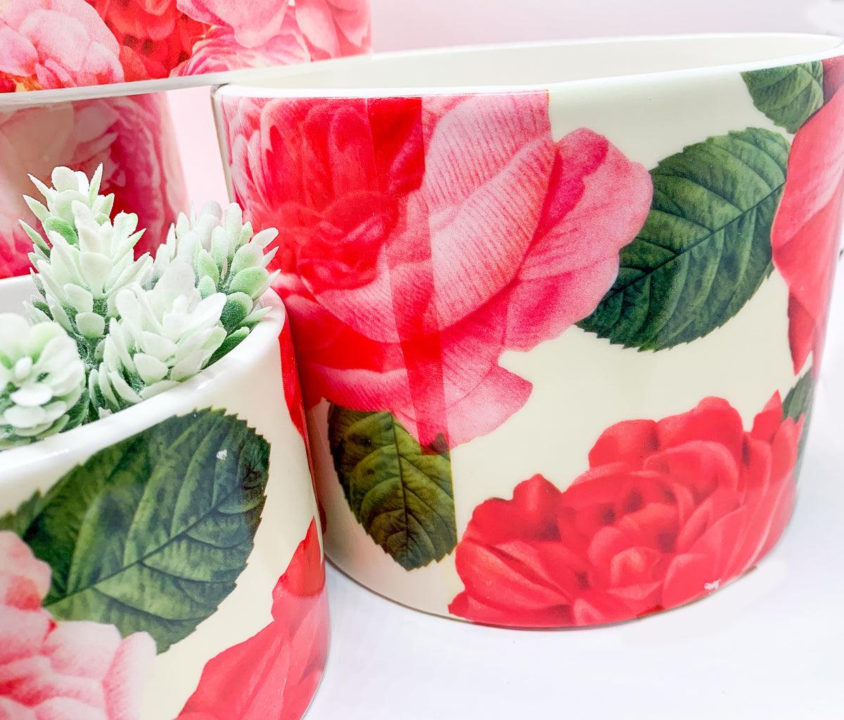 Rose Marie Floral Ceramic Cachepot Vase
