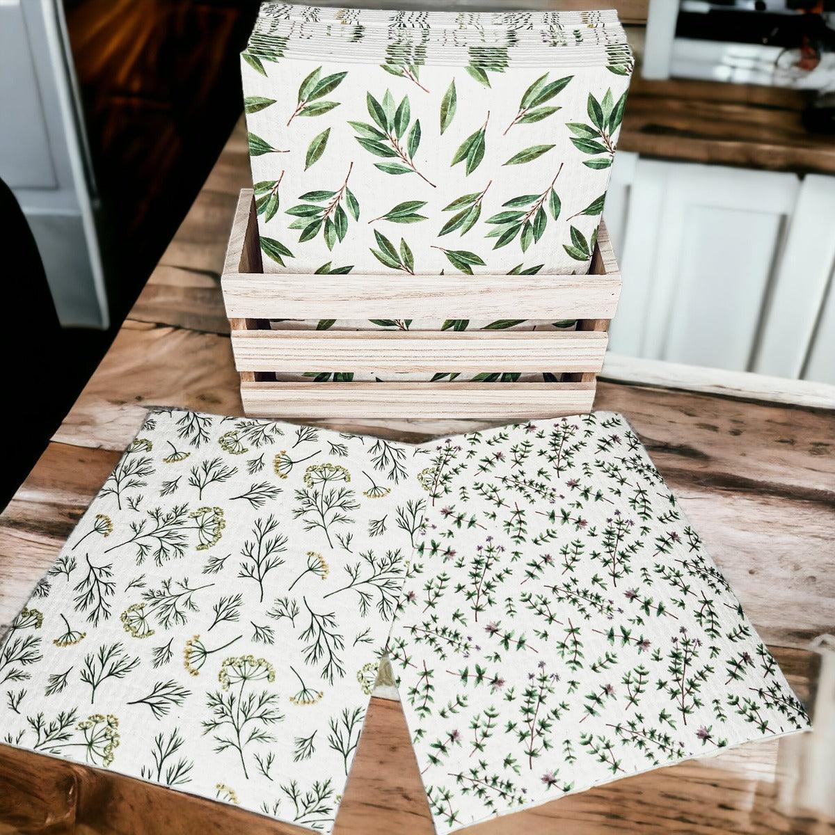 Herb Garden Biodegradable Kitchen Cloth - Eco-Friendly Sponge Alternative