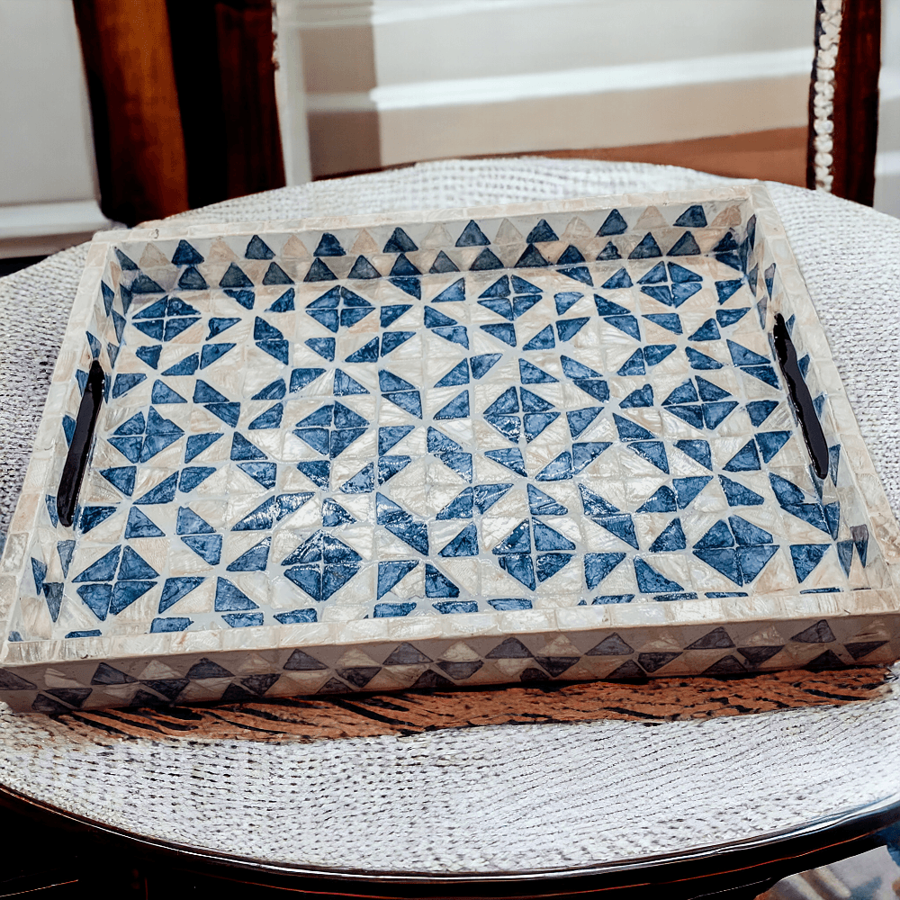 Daphne Geometric Mother of Pearl Serving Tray