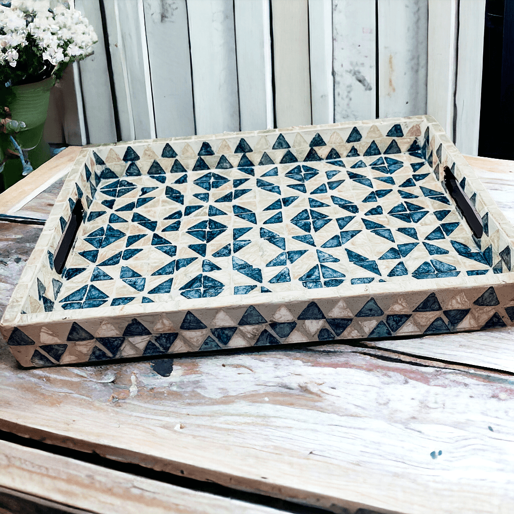 Daphne Geometric Mother of Pearl Serving Tray