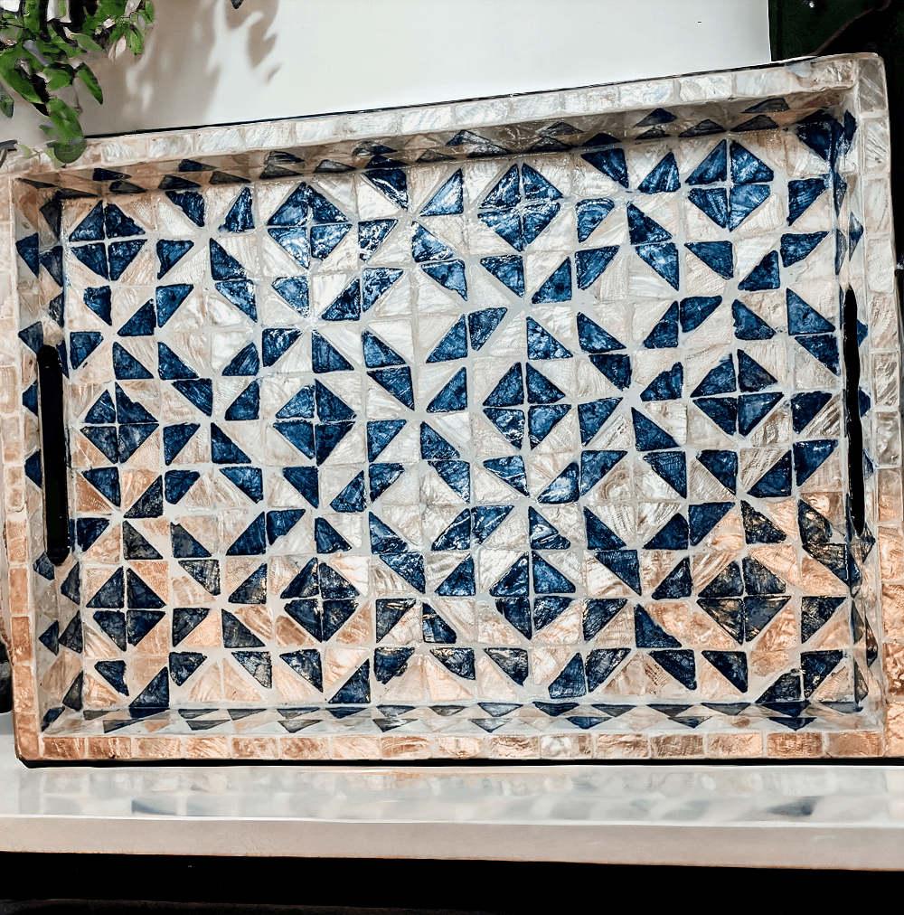 Daphne Geometric Mother of Pearl Serving Tray