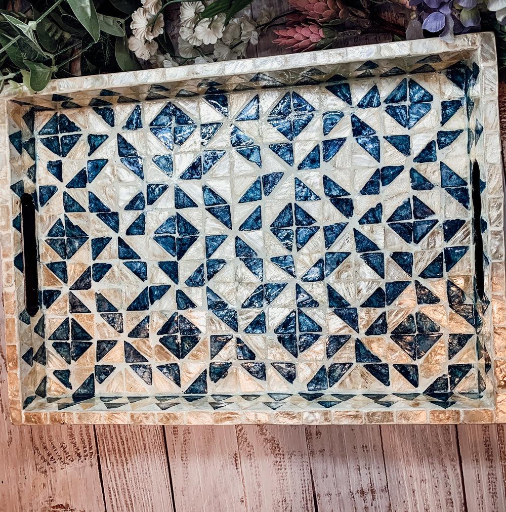 Daphne Geometric Mother of Pearl Serving Tray