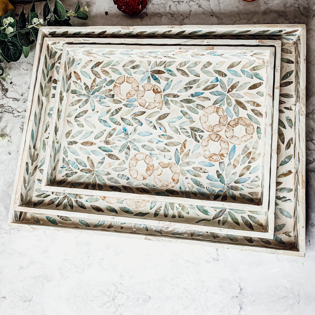 Palawan Flower Mother of Pearl Serving Tray