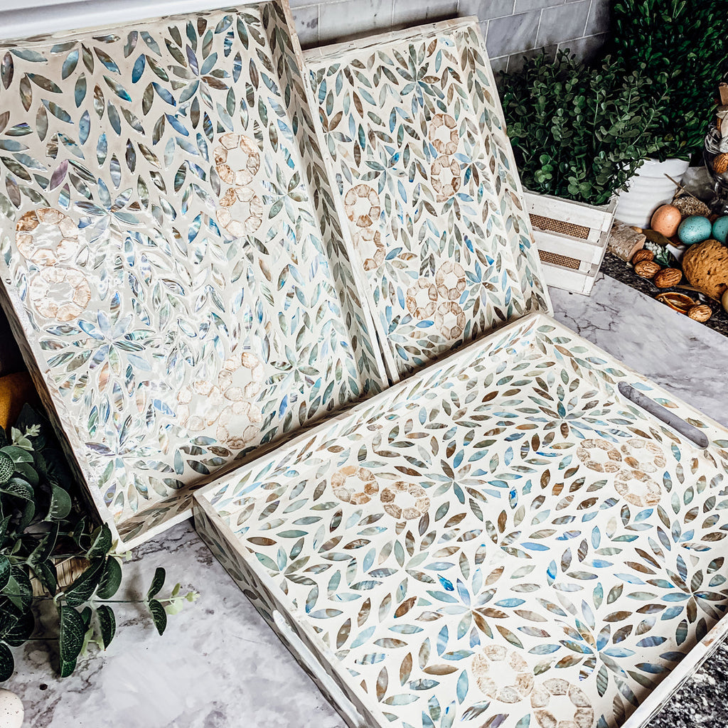 Palawan Flower Mother of Pearl Serving Tray