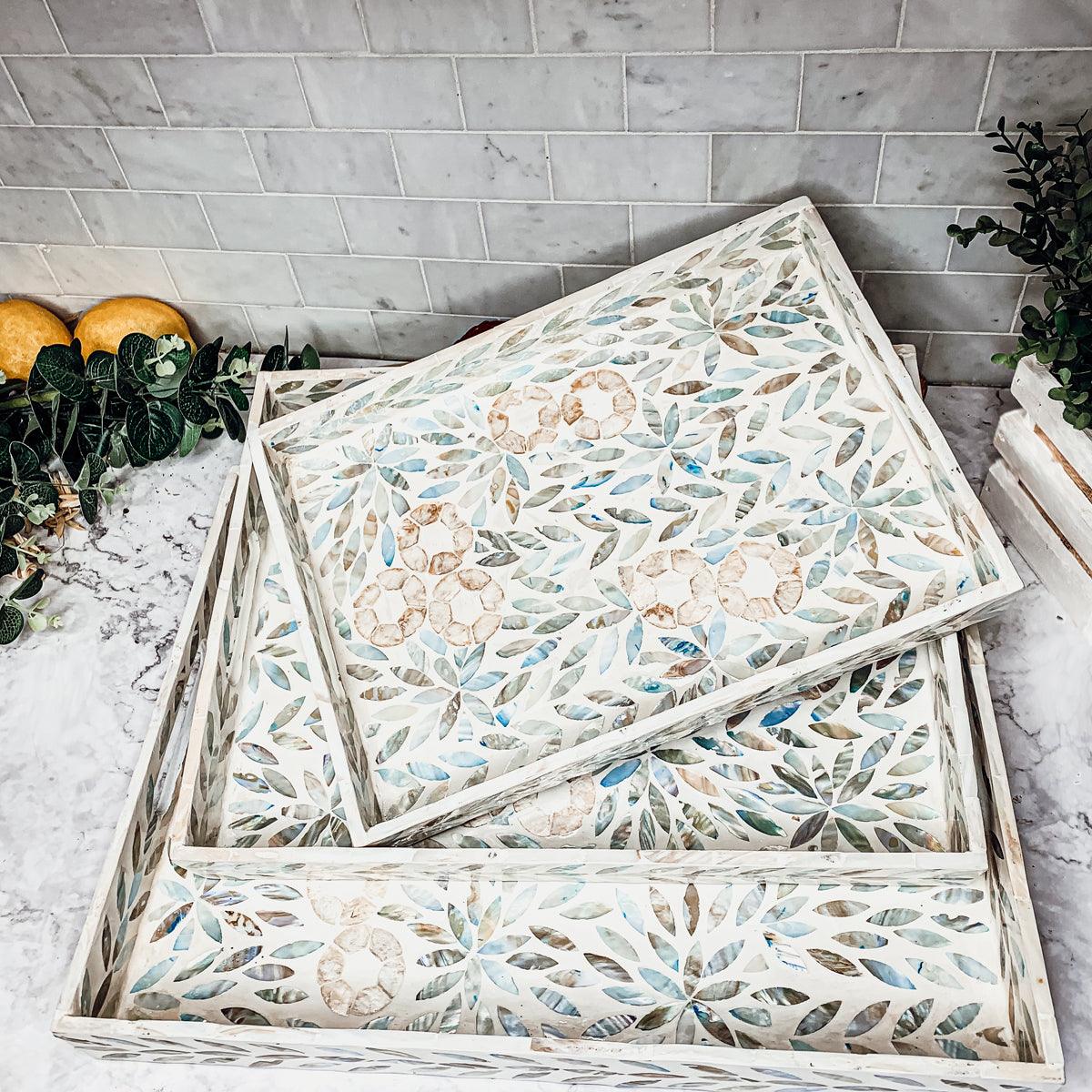 Palawan Flower Mother of Pearl Serving Tray