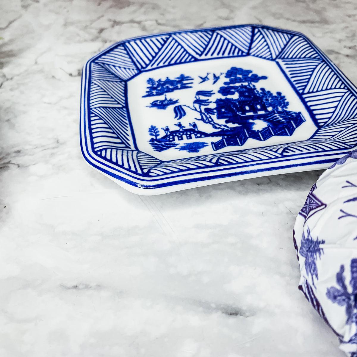 Chinoiserie Blue Willow Soap & Porcelain Dish Set
