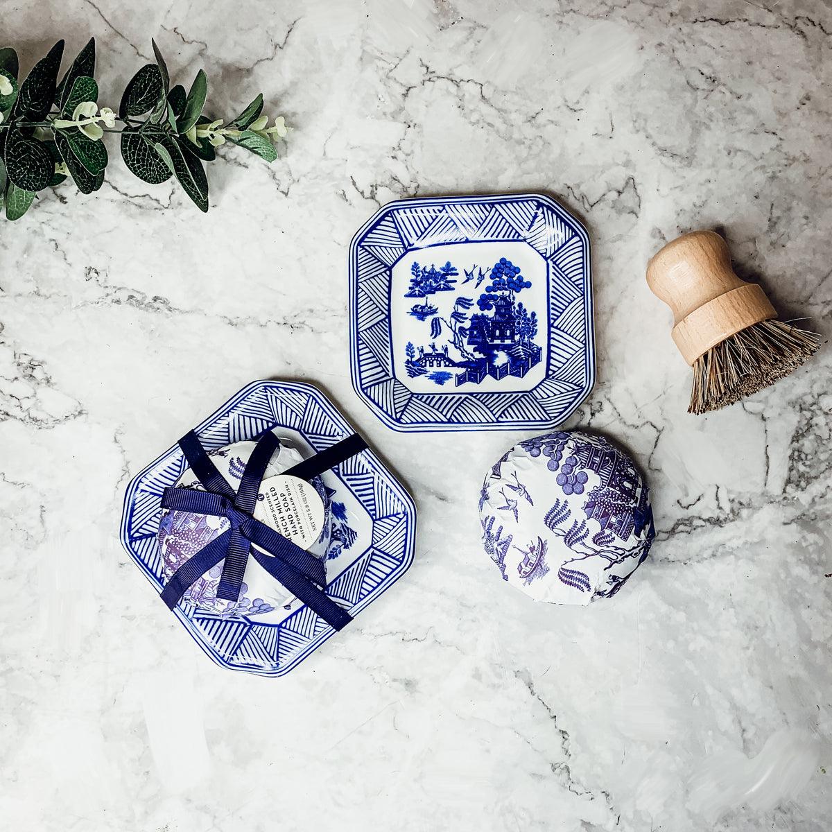 Chinoiserie Blue Willow Soap & Porcelain Dish Set