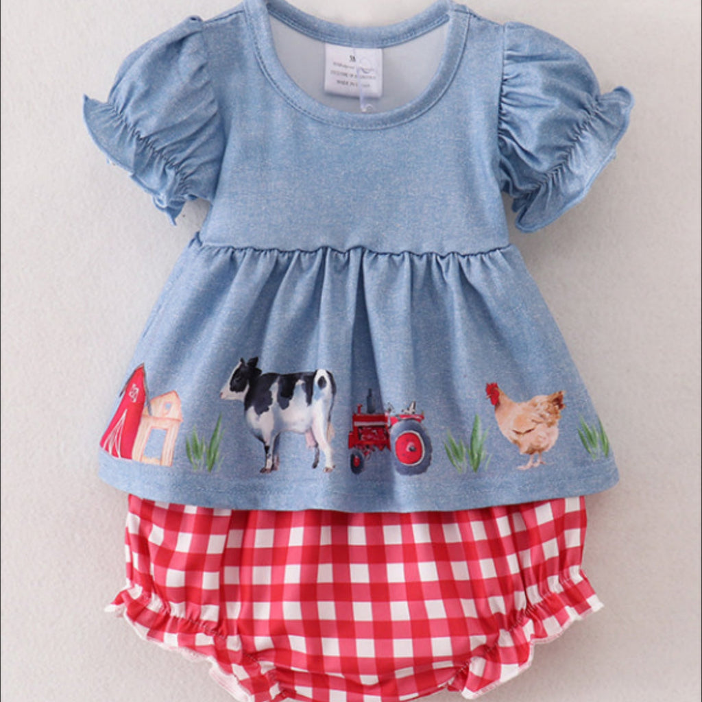 Baby Girls Farm Short Set - Adorable 2-Piece Outfit