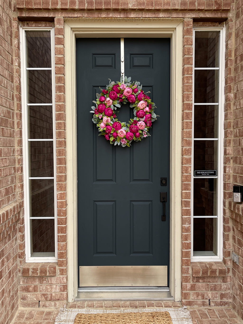Purple Peony Spring Wreath - Handcrafted Grapevine Door Wreath