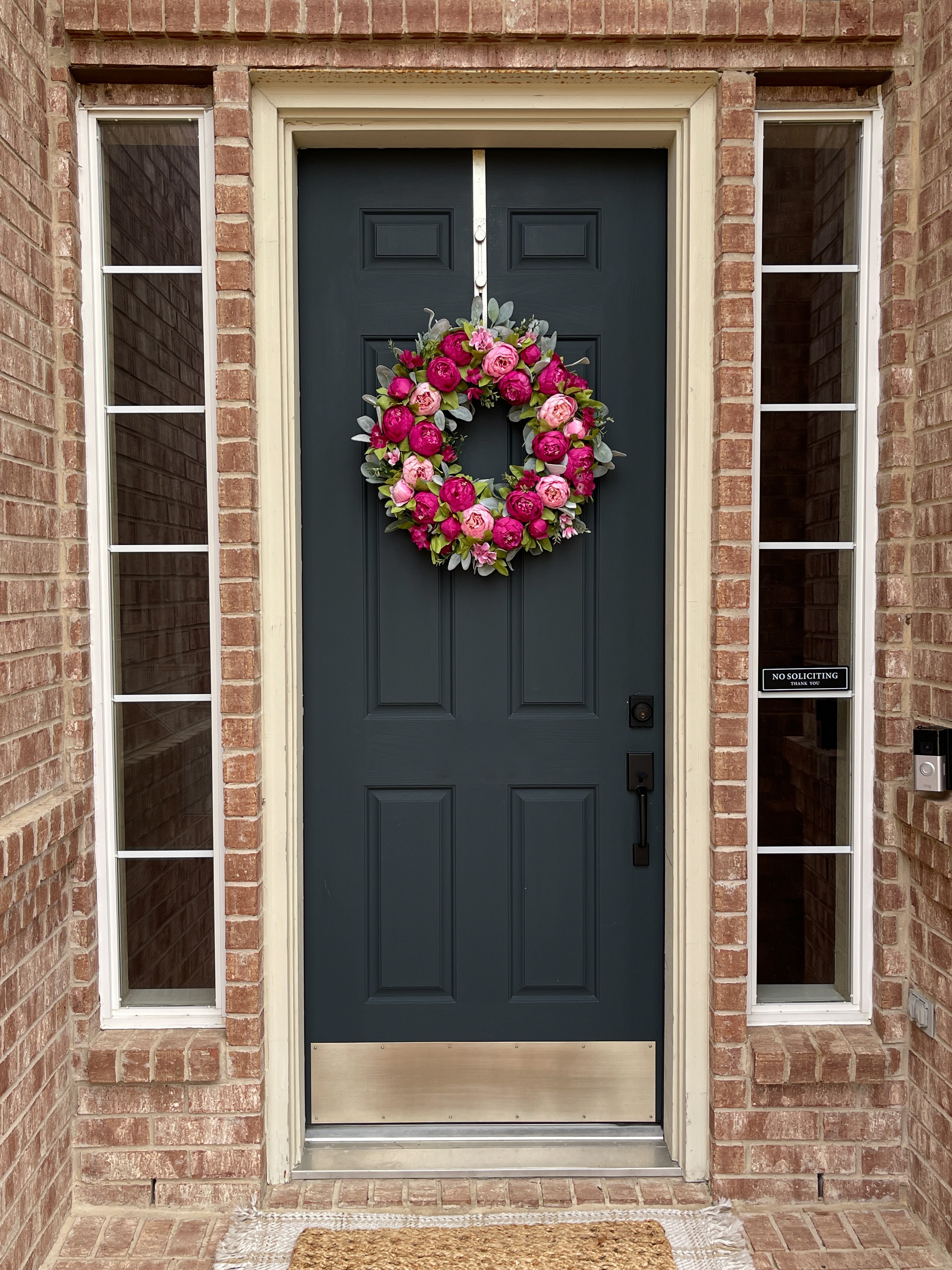 Purple Peony Spring Wreath - Handcrafted Grapevine Door Wreath