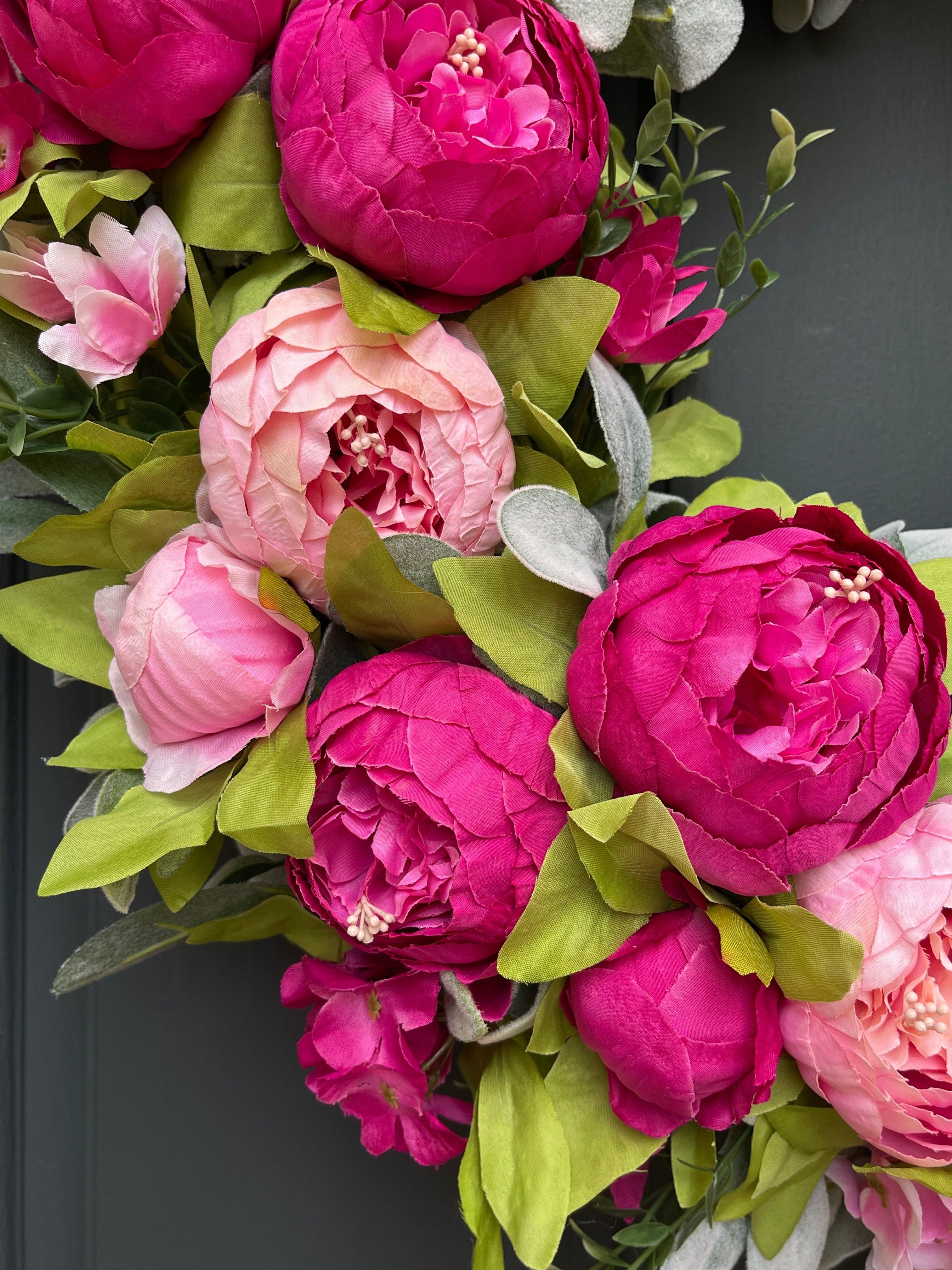 Purple Peony Spring Wreath - Handcrafted Grapevine Door Wreath