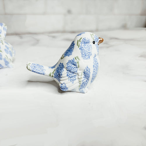 Blue Hydrangea Decorative Bird Figurines