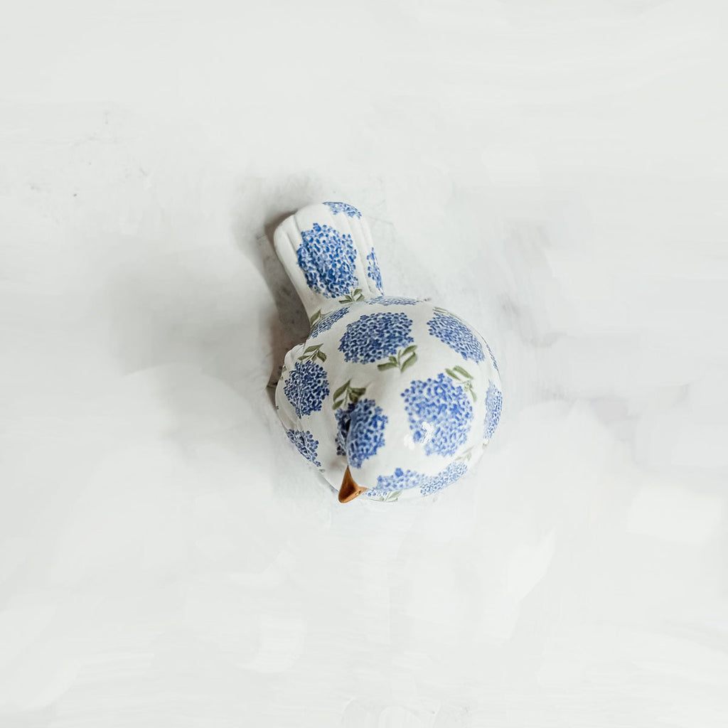 Blue Hydrangea Decorative Bird Figurines