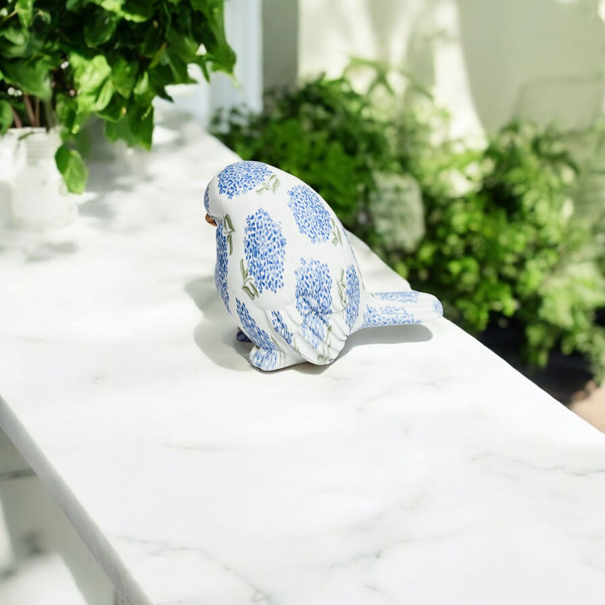 Blue Hydrangea Decorative Bird Figurines