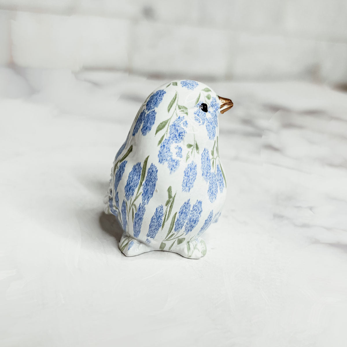 Blue Hydrangea Decorative Bird Figurines