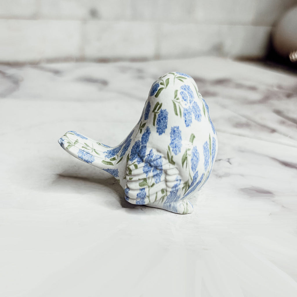 Blue Hydrangea Decorative Bird Figurines