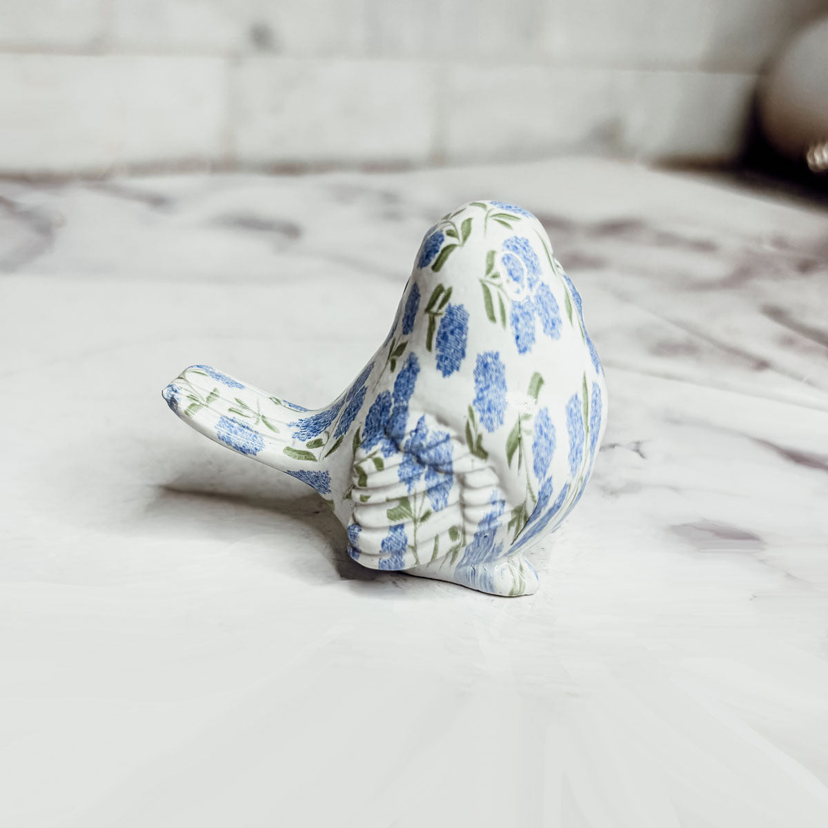 Blue Hydrangea Decorative Bird Figurines