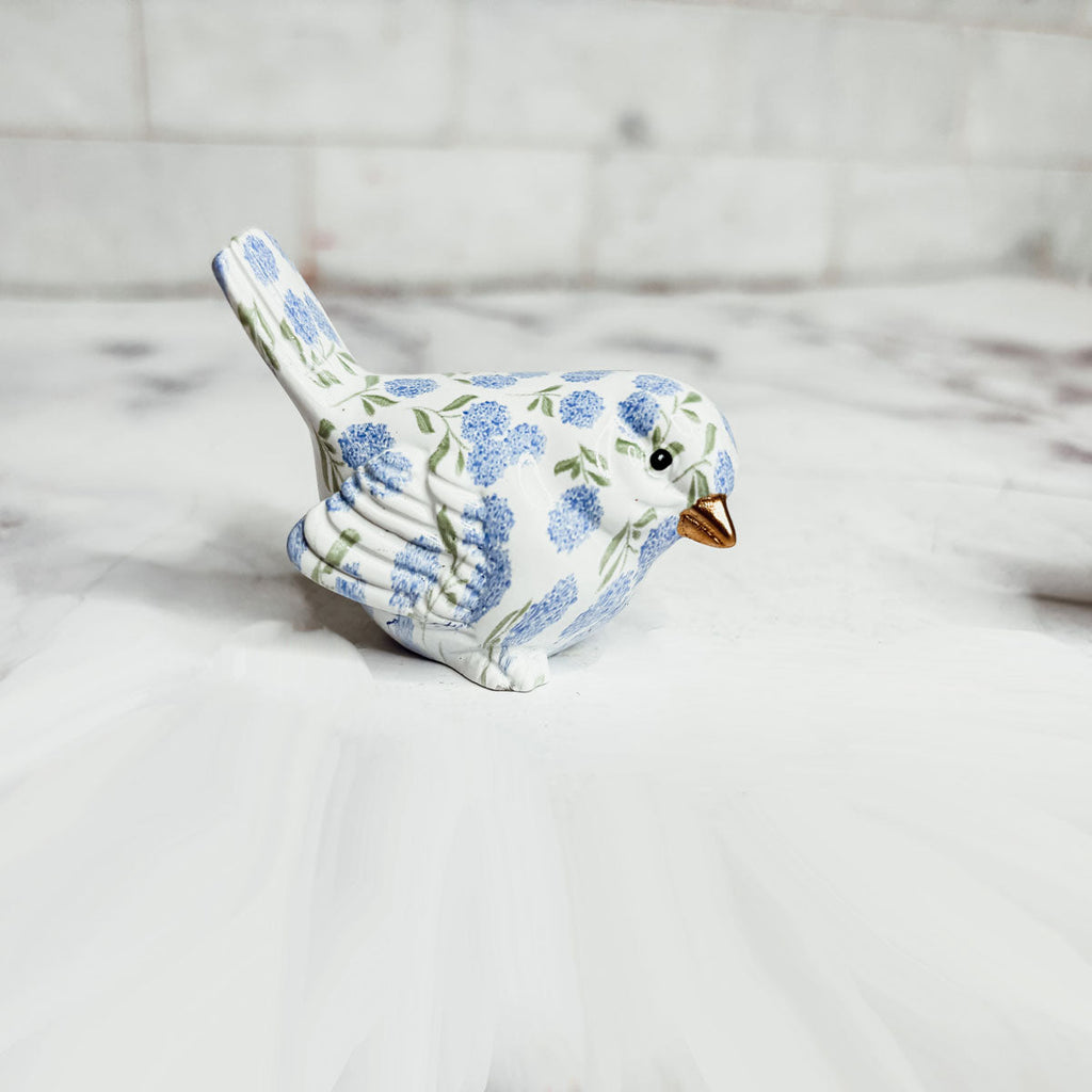 Blue Hydrangea Decorative Bird Figurines