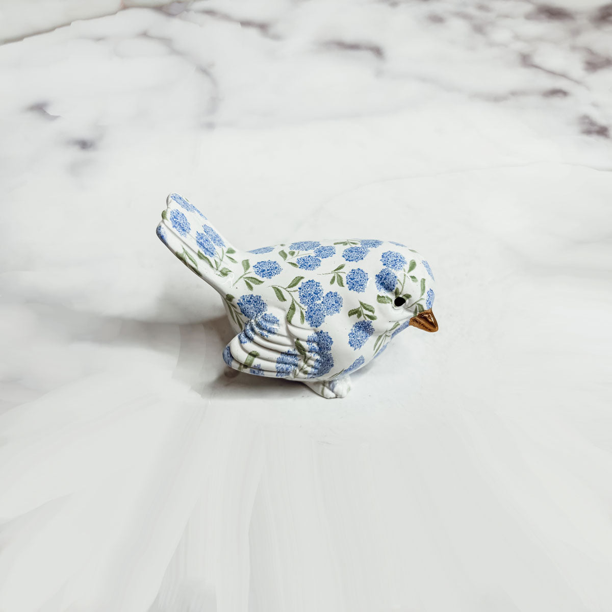 Blue Hydrangea Decorative Bird Figurines