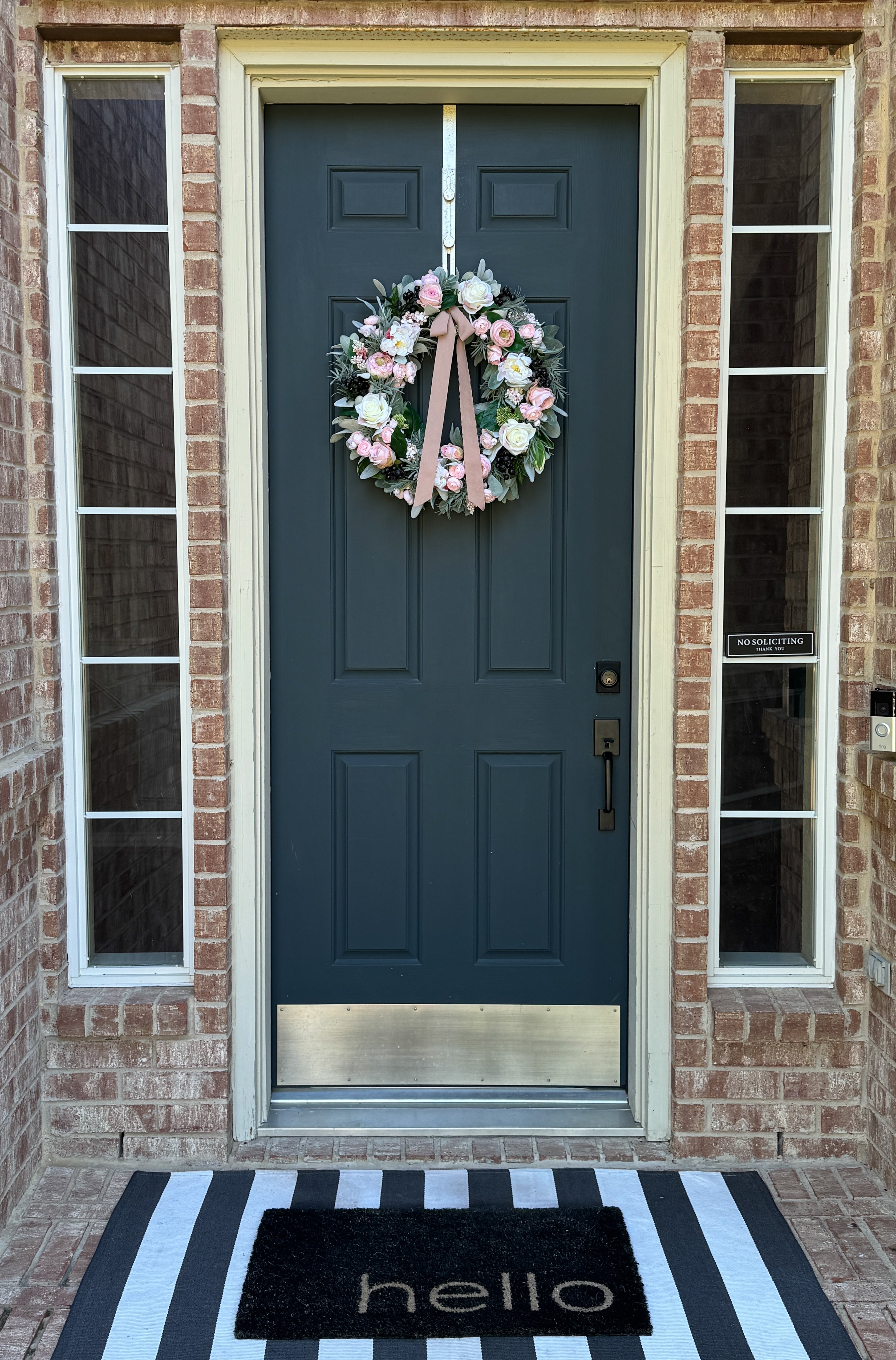 Pink Peony Rose Ranunculus Spring Wreath - Handcrafted with Bow