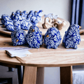 Chinoiserie Bird Figurines with Blue Floral Pattern