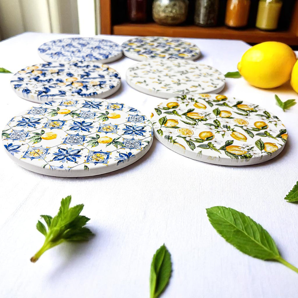 Mediterranean Lemon Ceramic Coaster