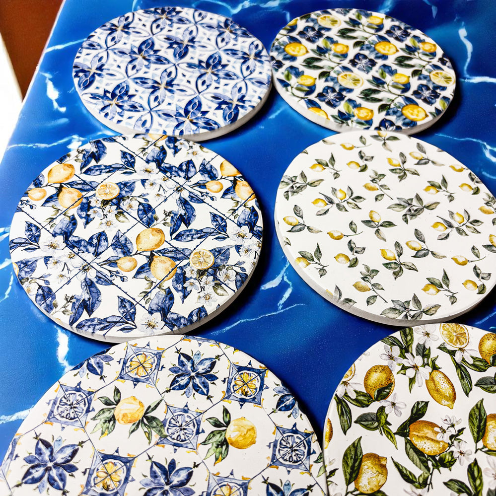 Mediterranean Lemon Ceramic Coaster