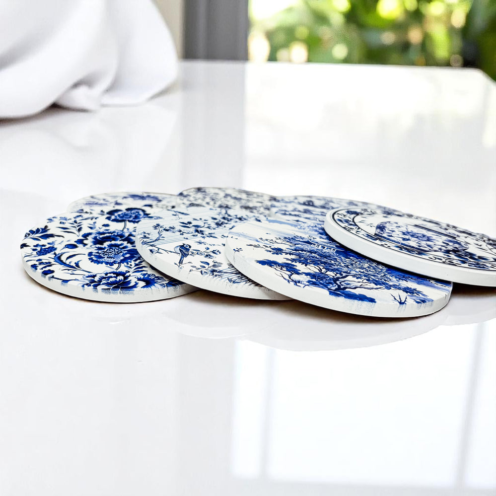 Chinoiserie Ceramic Coasters - Blue & White Designs