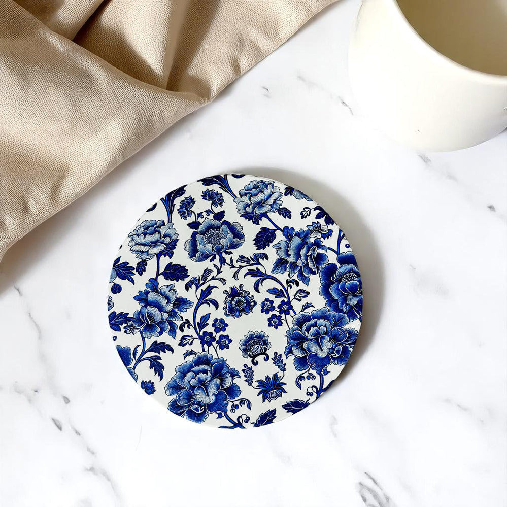Chinoiserie Ceramic Coasters - Blue & White Designs