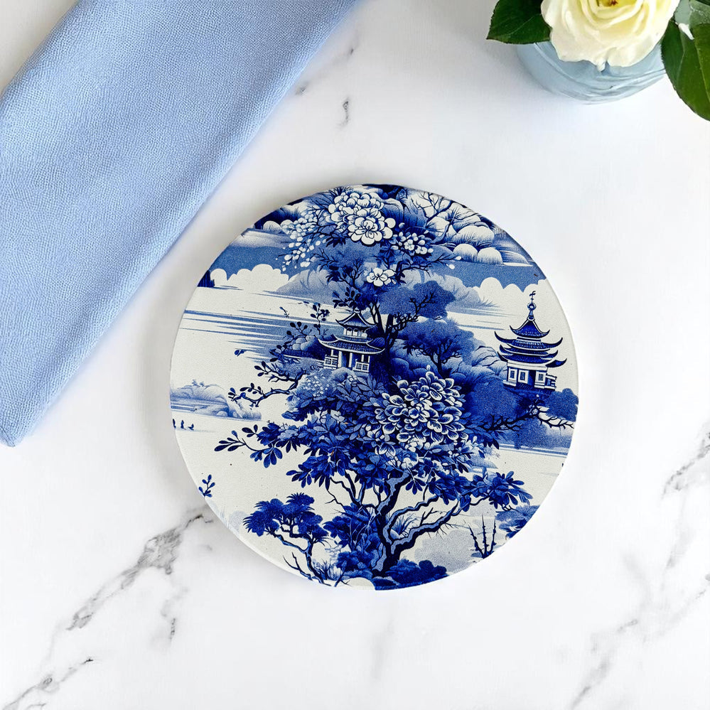 Chinoiserie Ceramic Coasters - Blue & White Designs