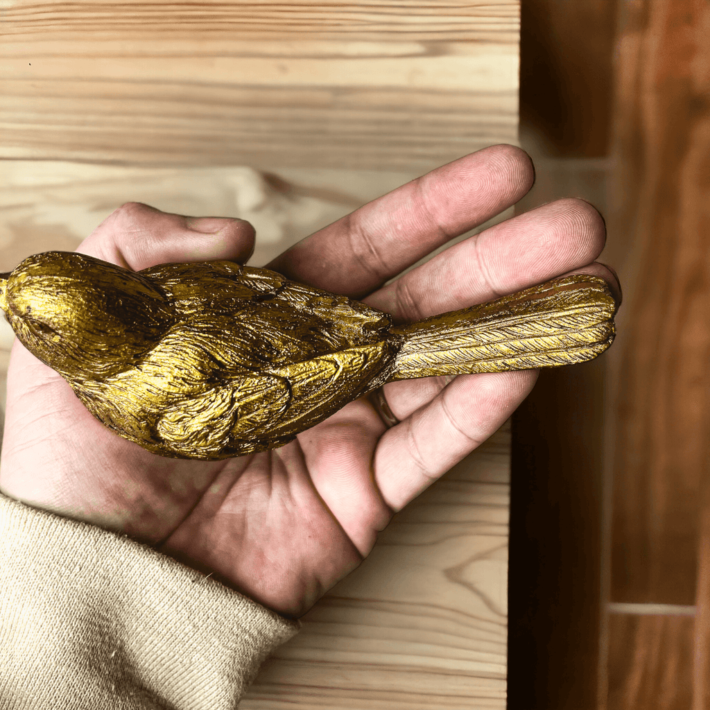 Golden Bird Decorative Figurine Set - Hand-Sculpted Resin