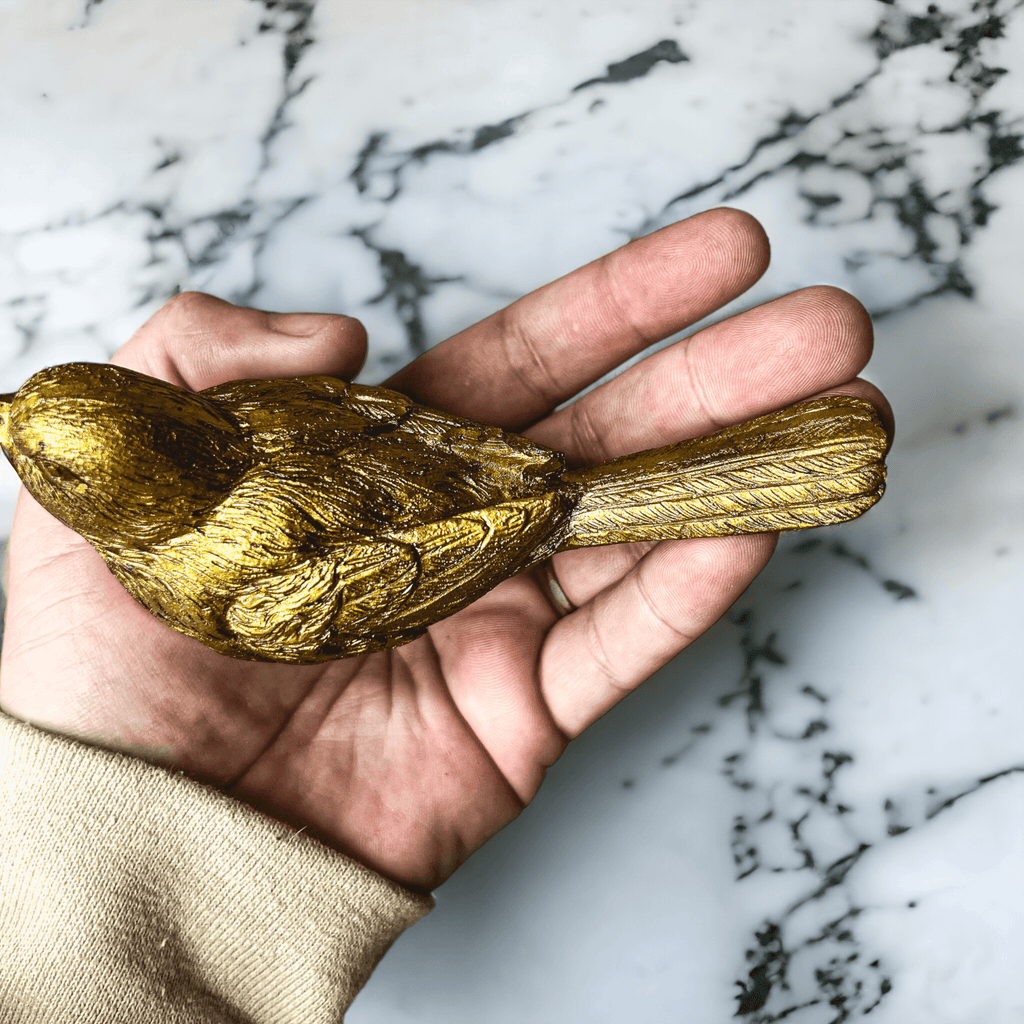 Golden Bird Decorative Figurine Set - Hand-Sculpted Resin