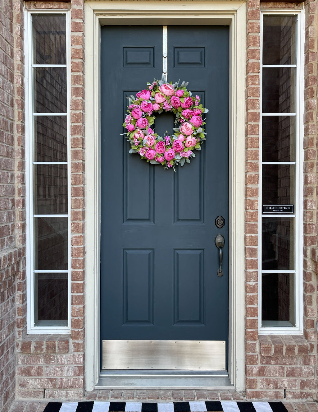 Spring + Summer Pink Peony & Lambs Ear Wreath