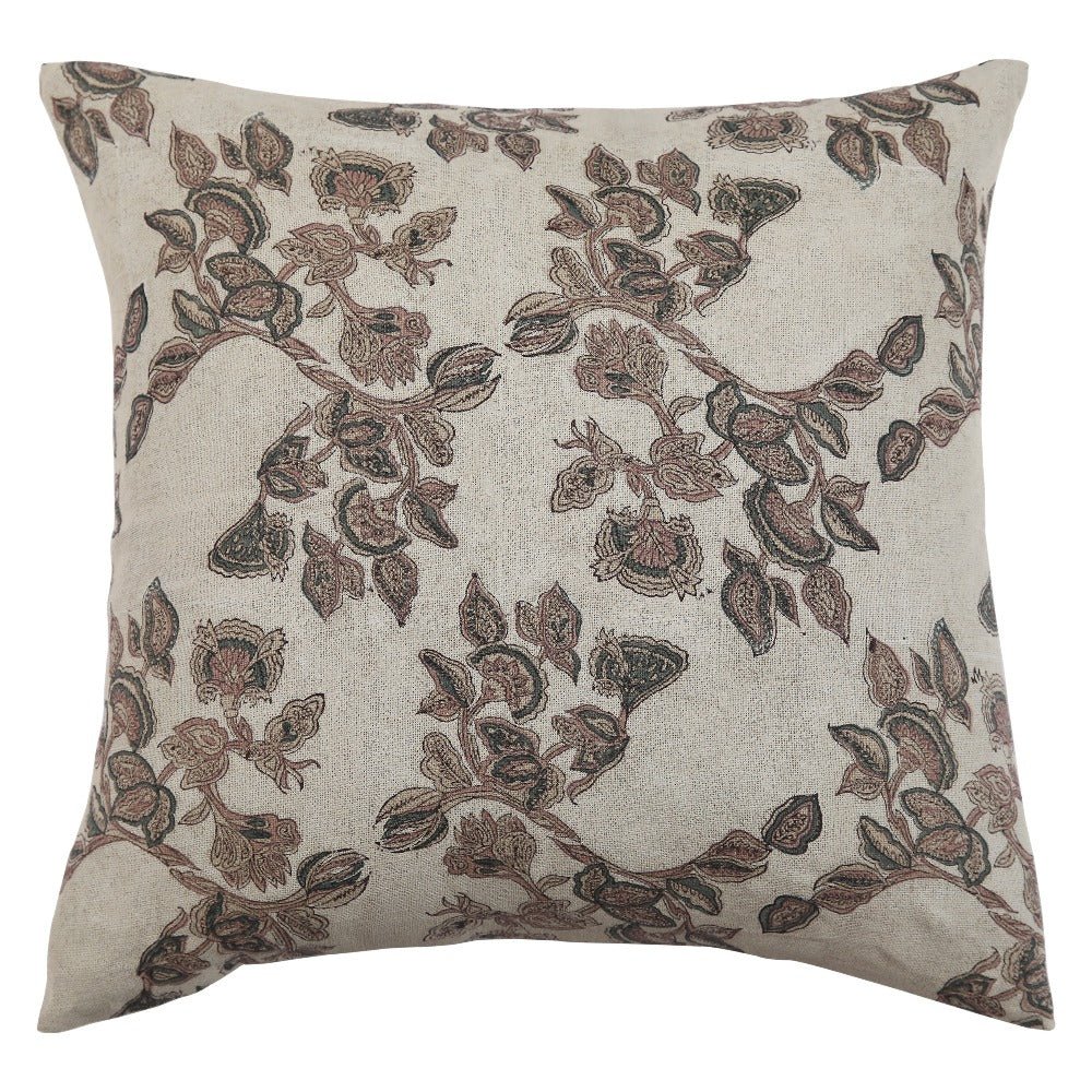 Mira Linen Floral Throw Pillow Cover - Orchid