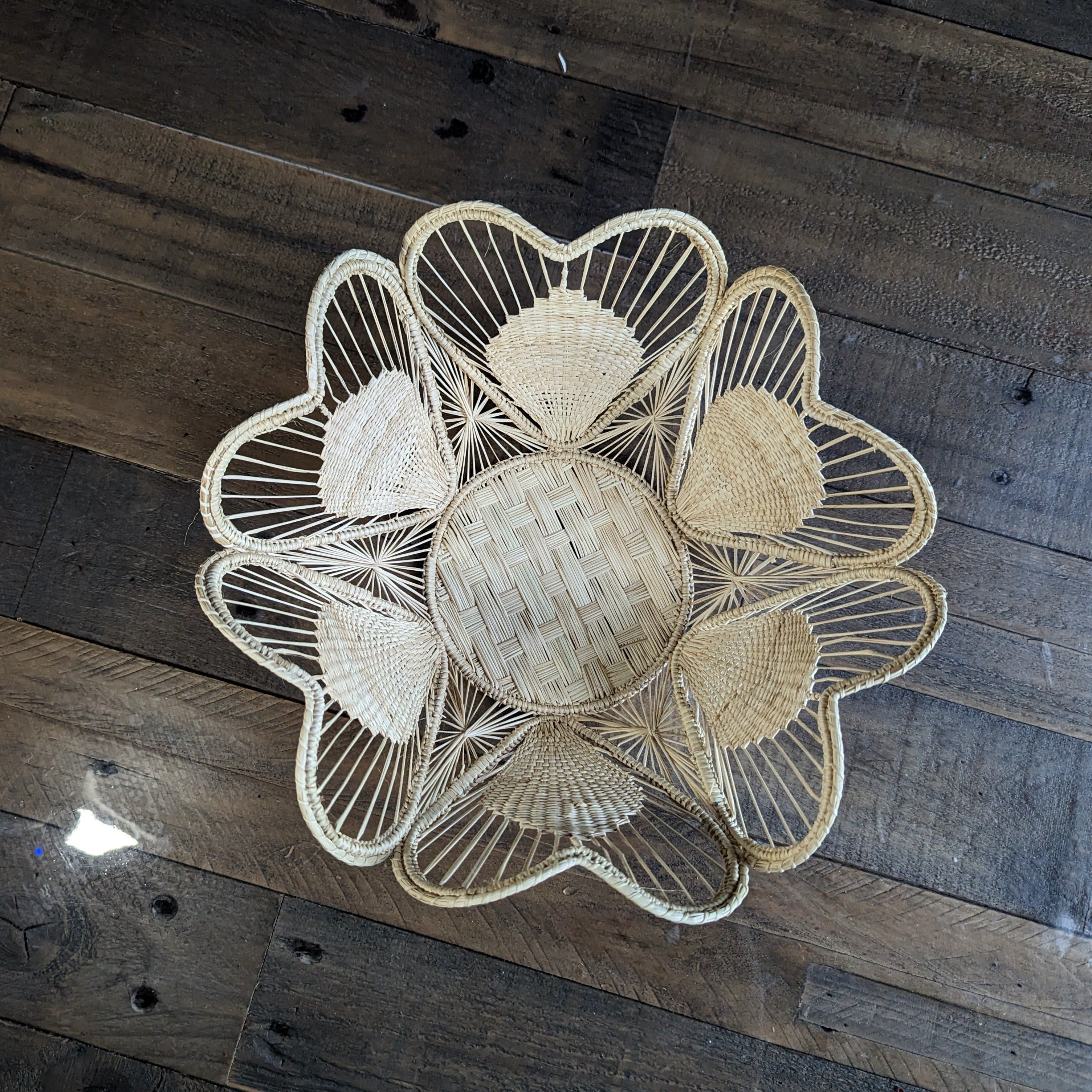 Floral Handwoven Iraca Bread Basket-10"