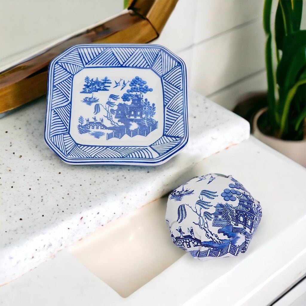 Chinoiserie Blue Willow Soap & Porcelain Dish Set