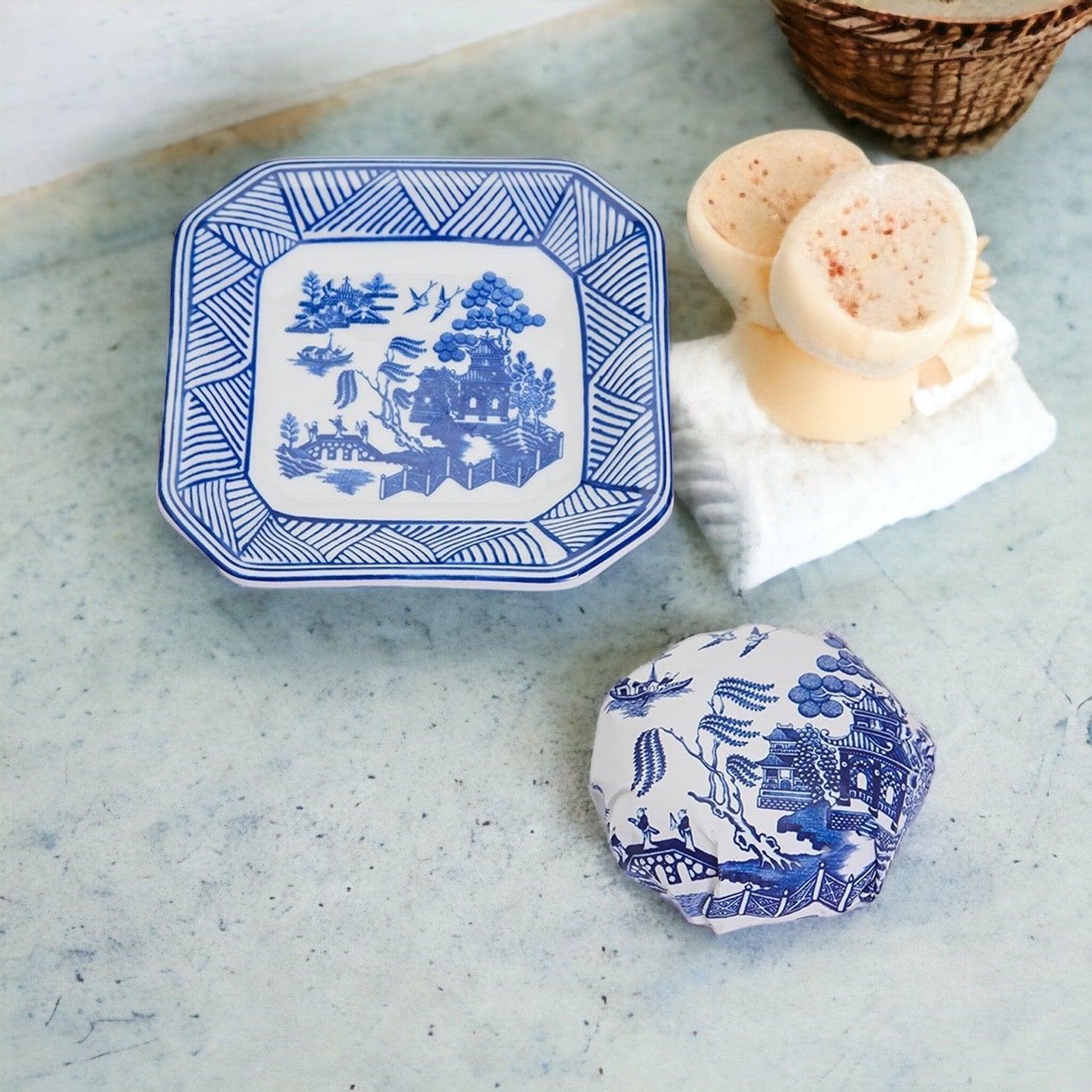 Chinoiserie Blue Willow Soap & Porcelain Dish Set
